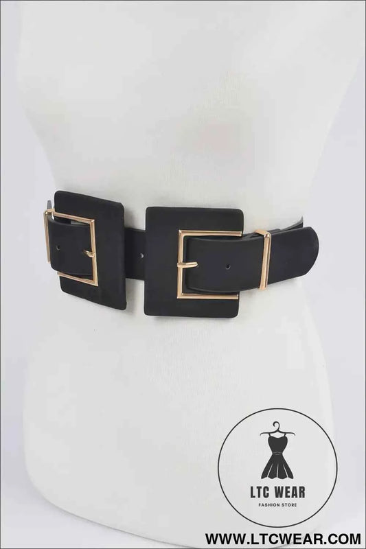 Two Buckle Faux Suede Belt