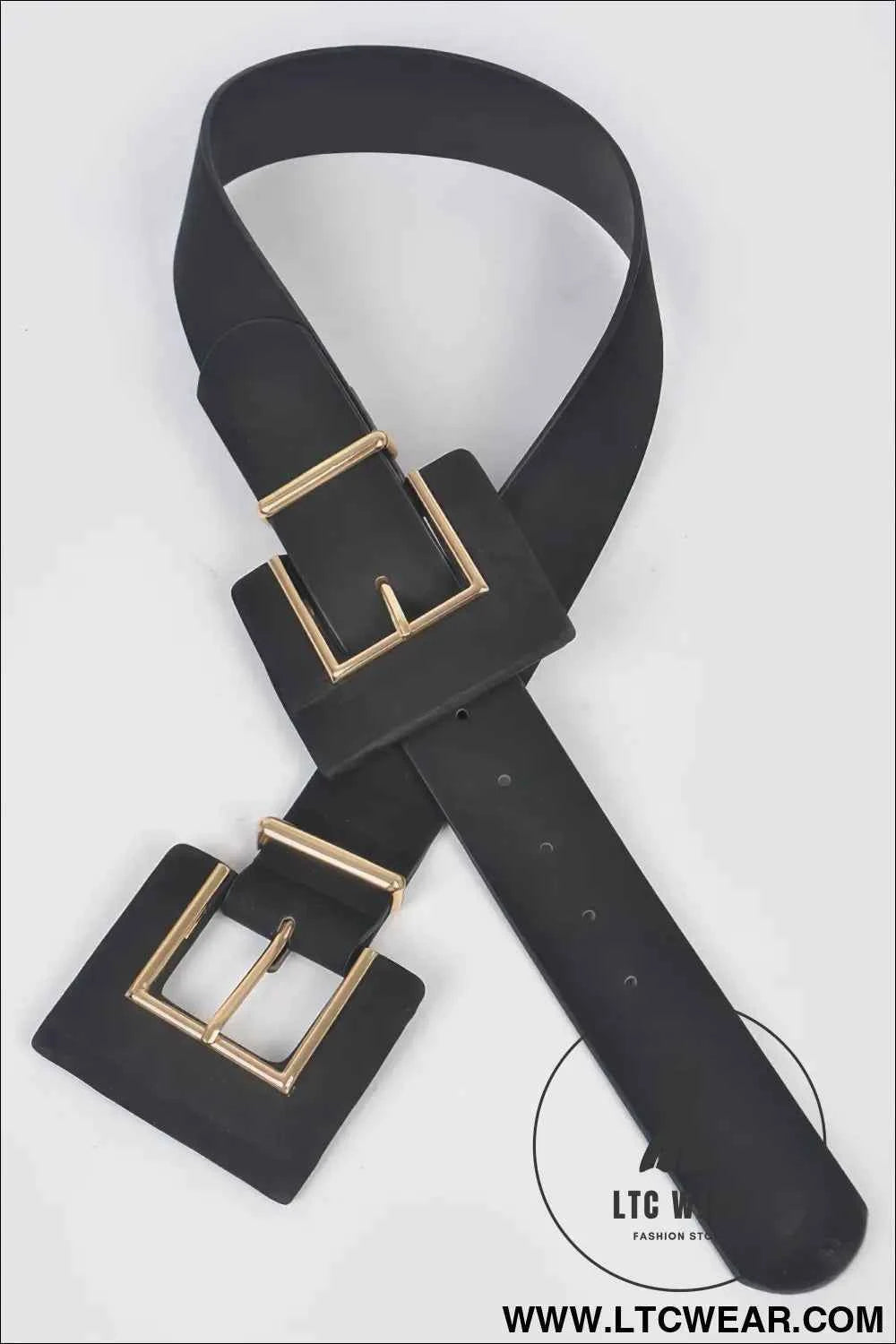 Two Buckle Faux Suede Belt