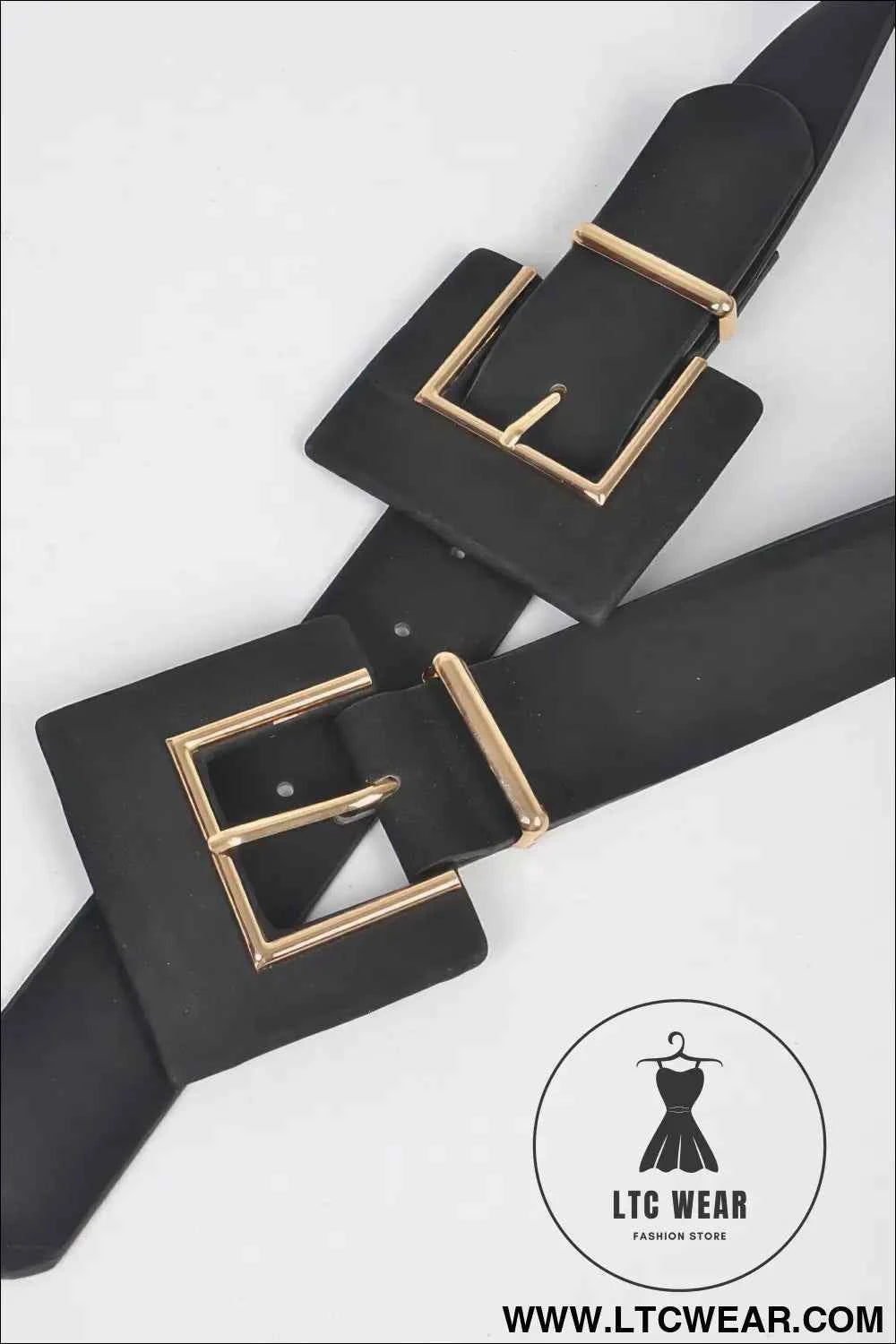 Two Buckle Faux Suede Belt