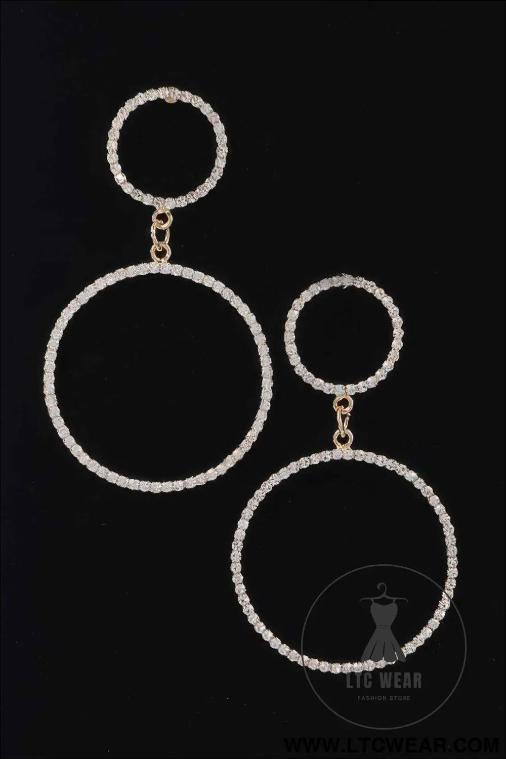 Two Circle Rhinestone Earrings