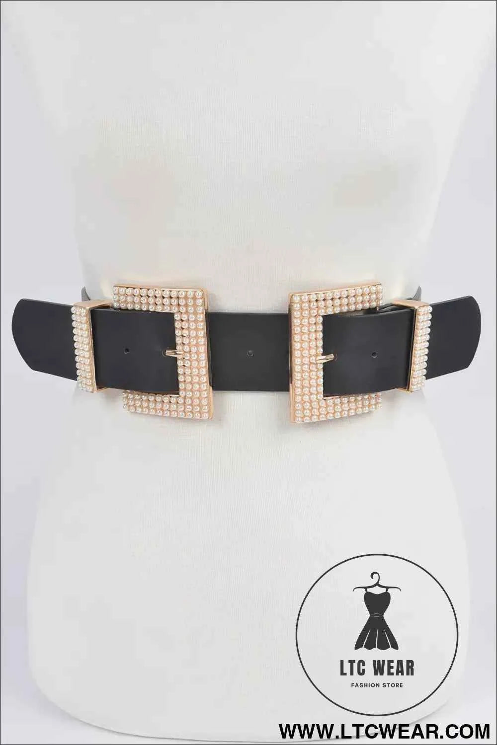 Two Faux Pearl Buckle Waist Belt