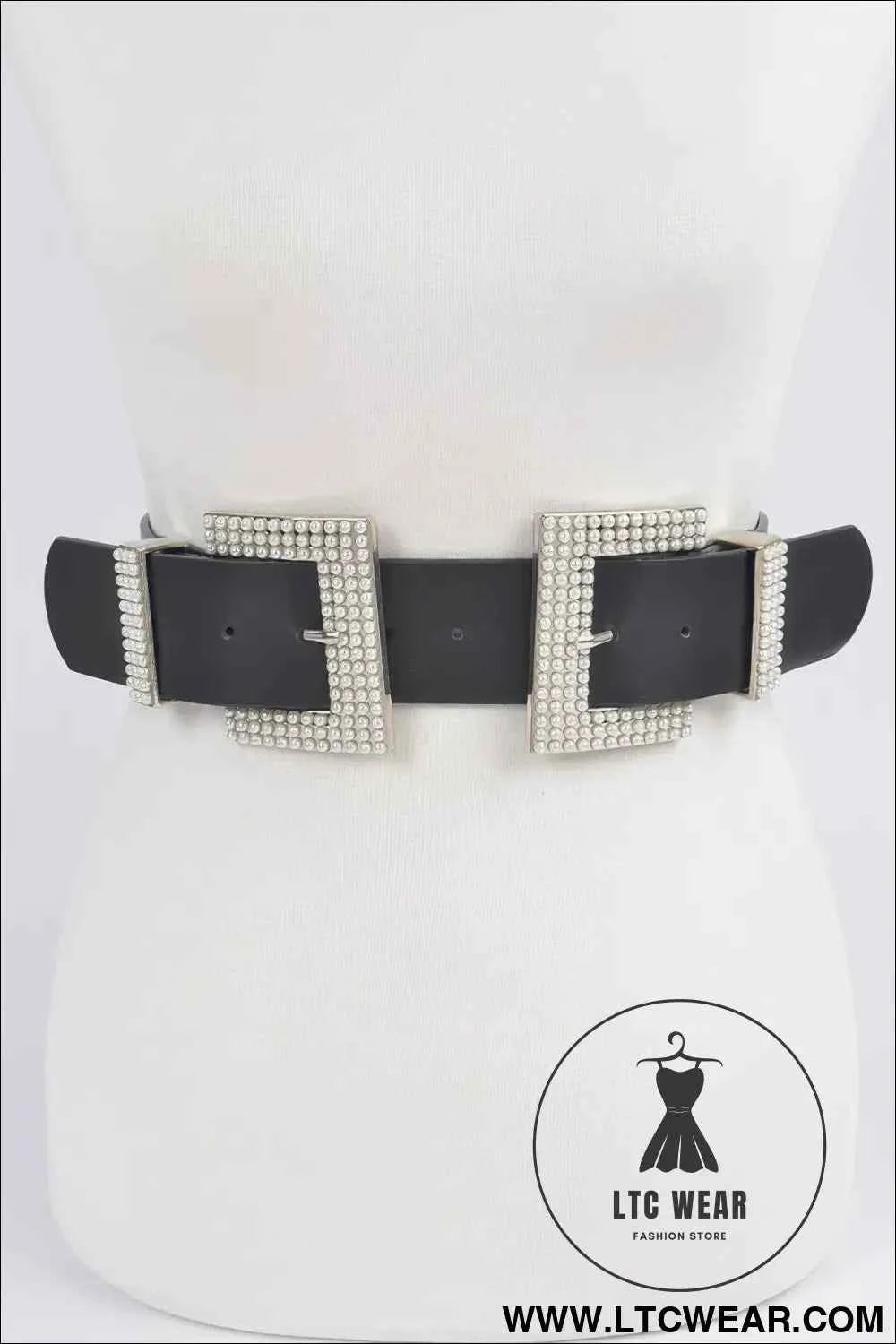 Two Faux Pearl Buckle Waist Belt