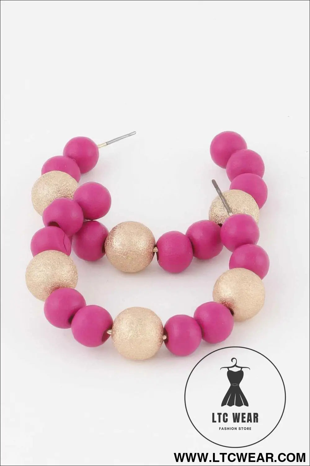 Two Toned Bead Hoop Earrings
