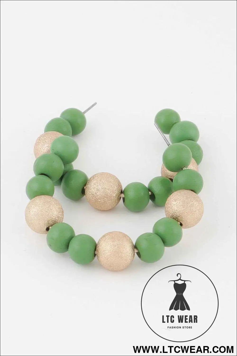 Two Toned Bead Hoop Earrings