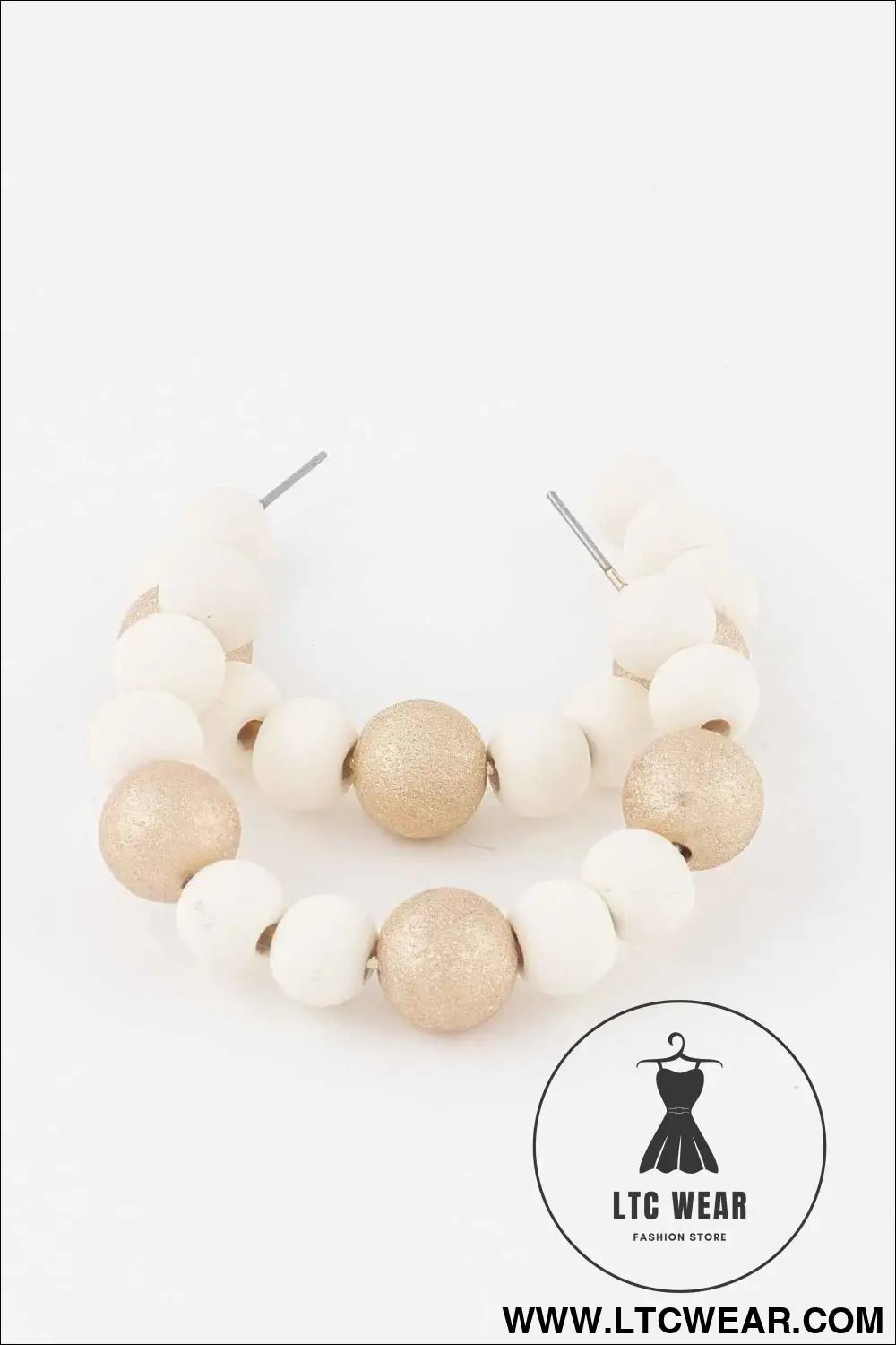 Two Toned Bead Hoop Earrings