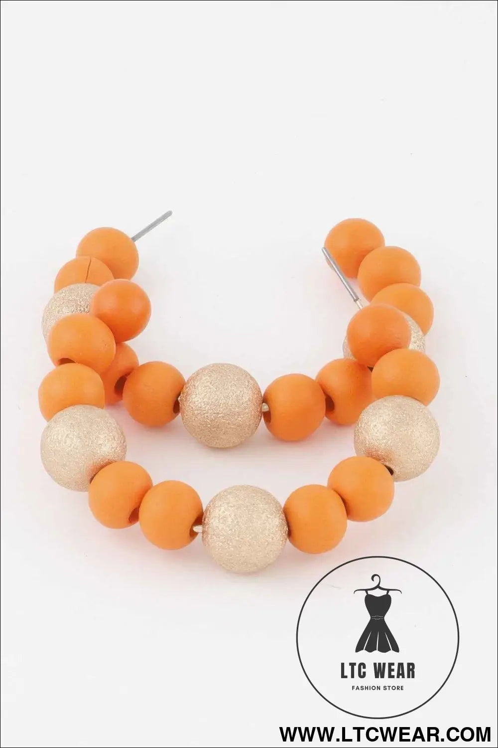 Two Toned Bead Hoop Earrings