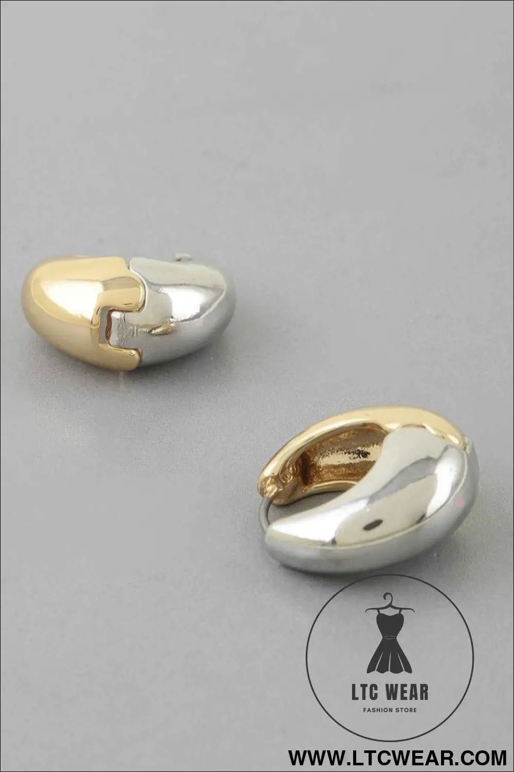 Two Toned Crescent Hoop Earrings