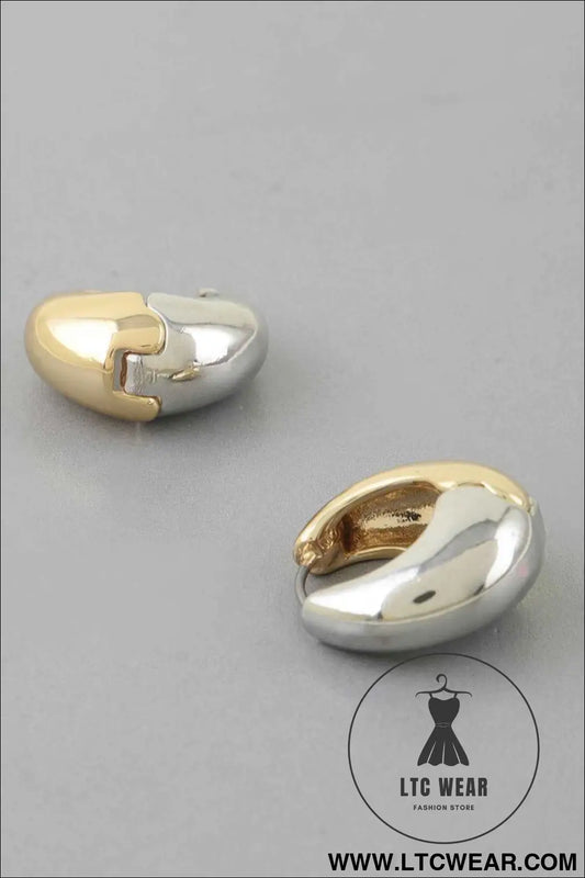 Two Toned Crescent Hoop Earrings