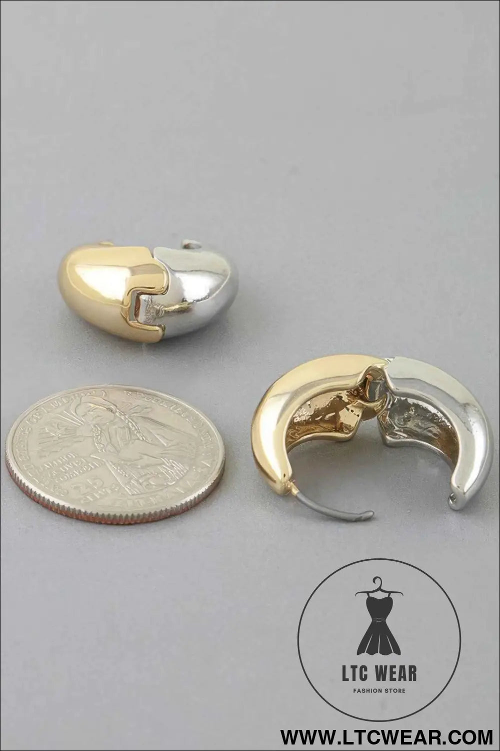 Two Toned Crescent Hoop Earrings