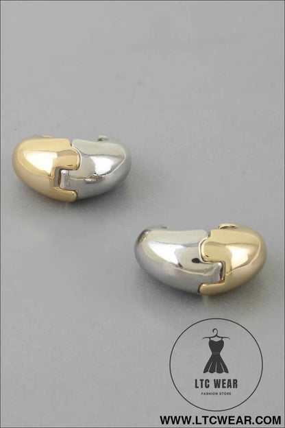 Two Toned Crescent Hoop Earrings
