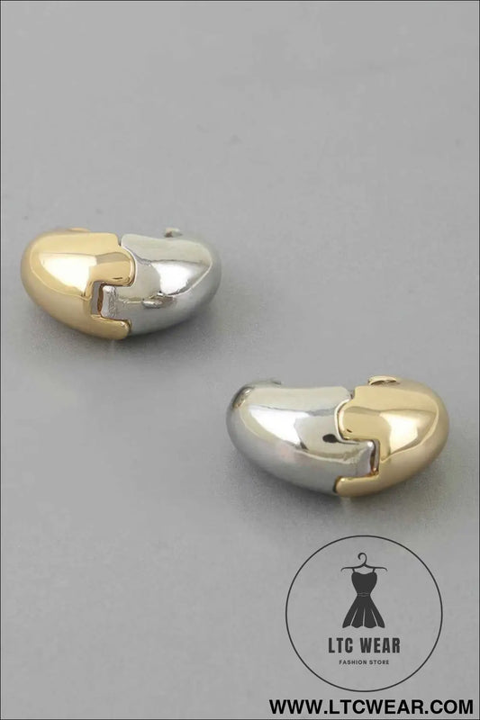 Two Toned Crescent Hoop Earrings