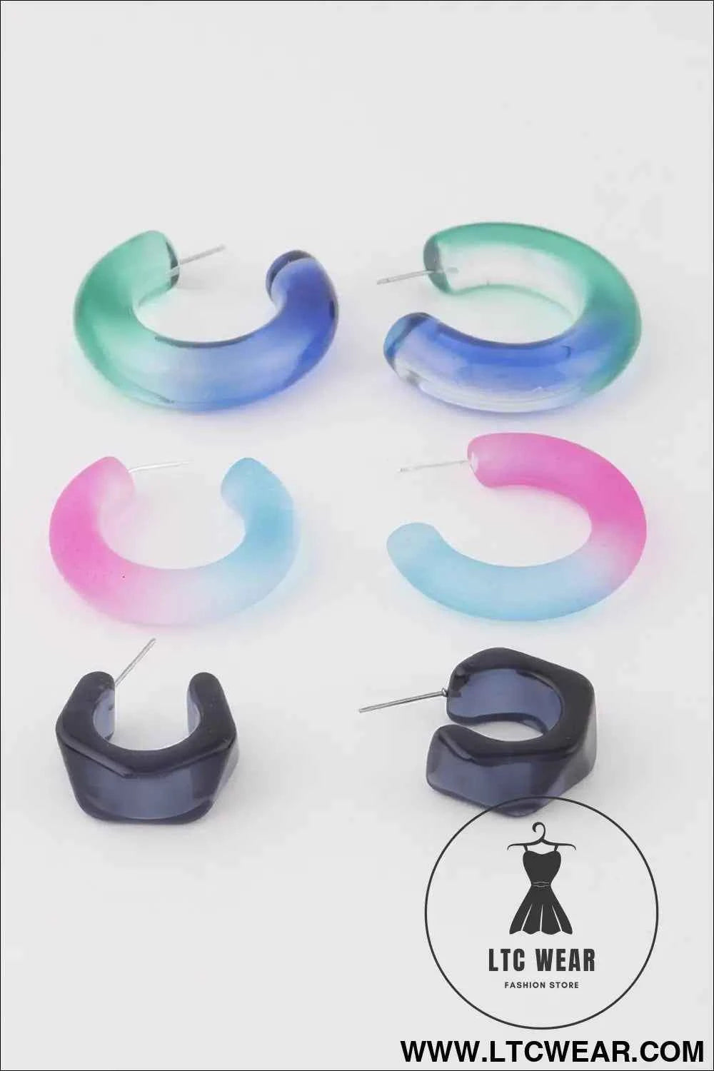 Two Toned Hoop Earrings Set