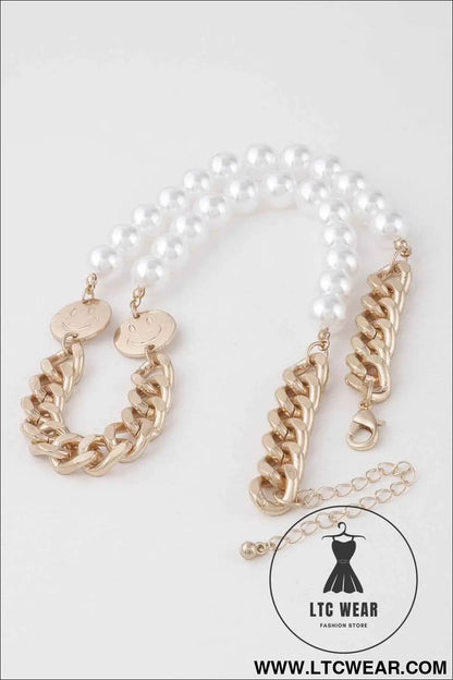 Two Toned Pearl N Bead Necklace