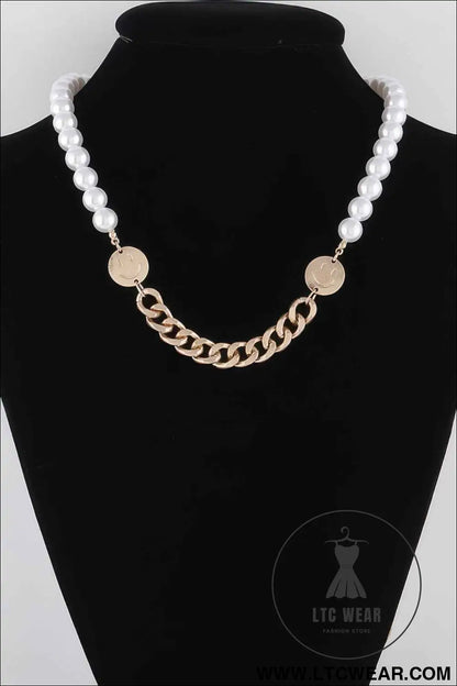 Two Toned Pearl N Bead Necklace