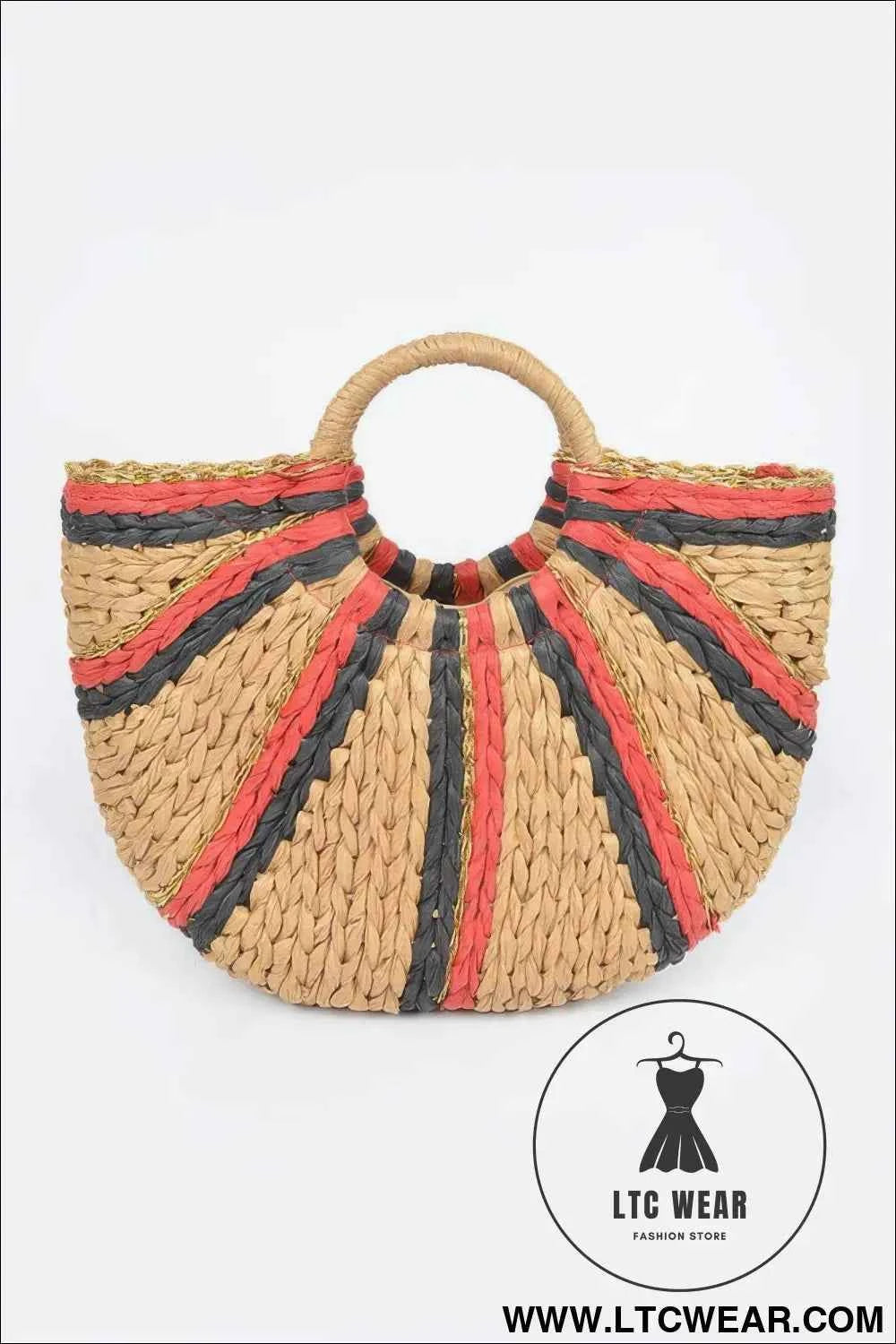 Two Toned Straw Tote Bag - Stylish and Versatile Accessory
