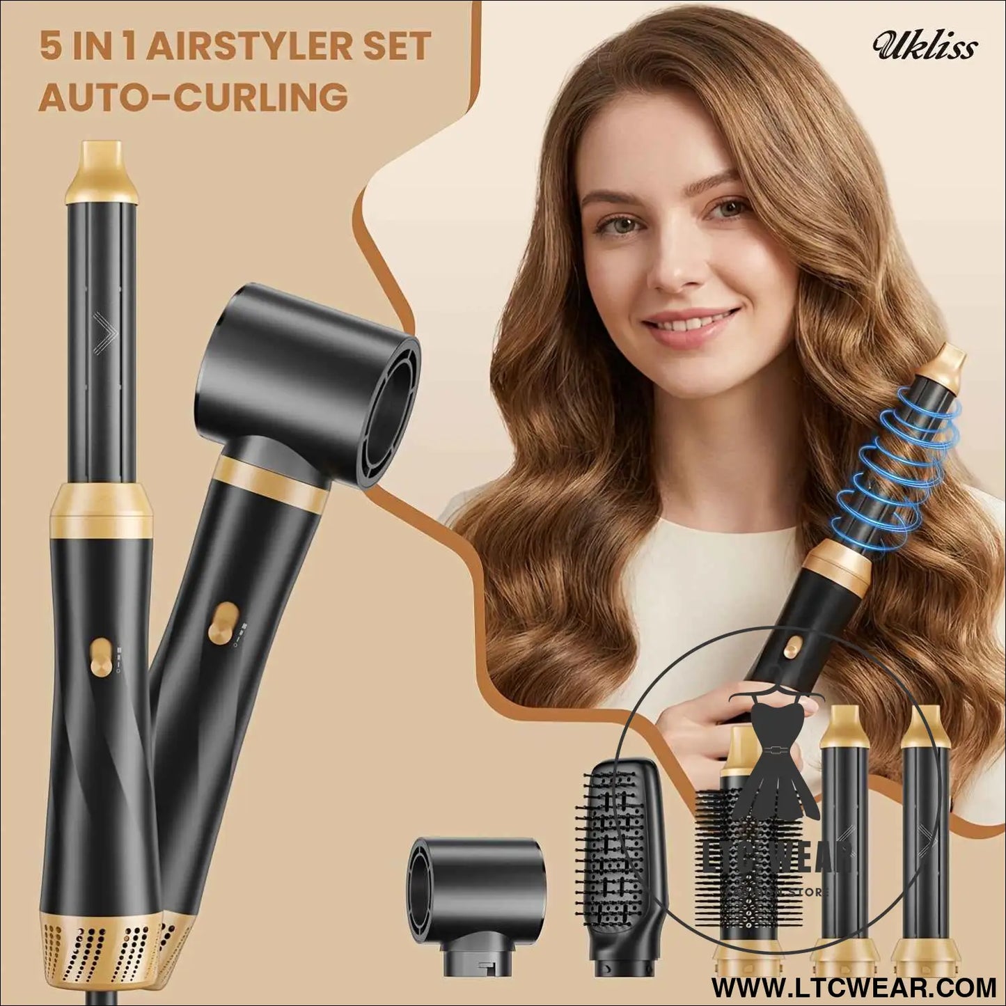 UKLISS 5in1 Hair Styler  Curler Perfect Gift