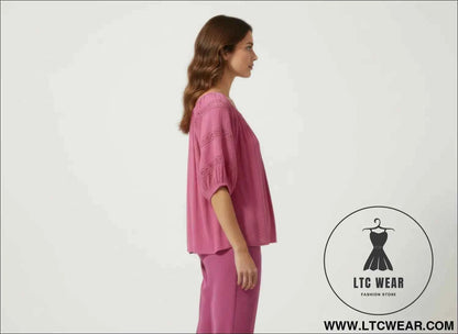 Unique Spectrum Solid Short Sleeve Blouse