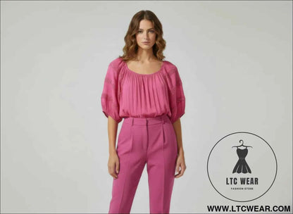 Unique Spectrum Solid Short Sleeve Blouse