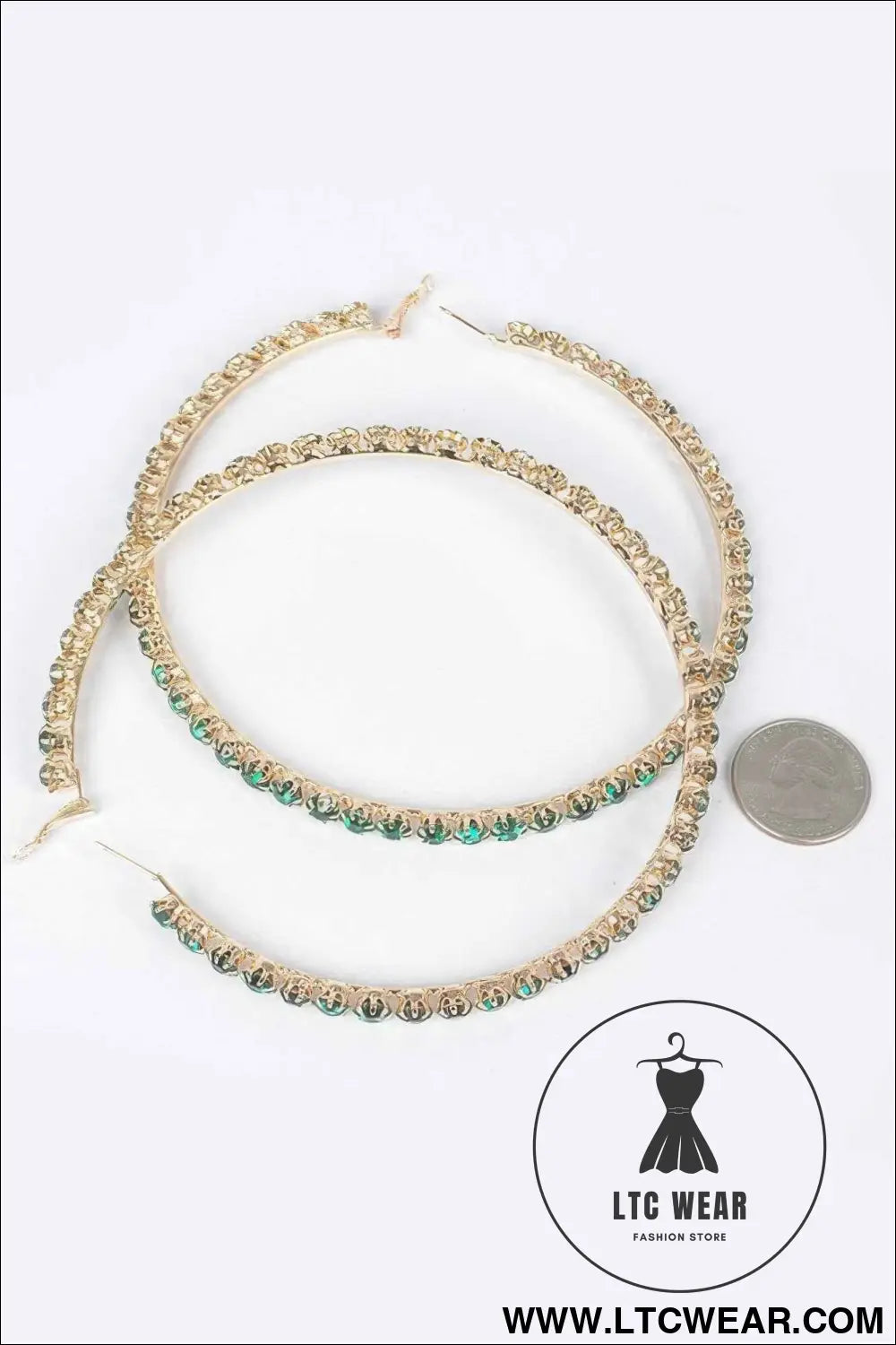 Upside Down Multi Rhinestone Hoop Earring