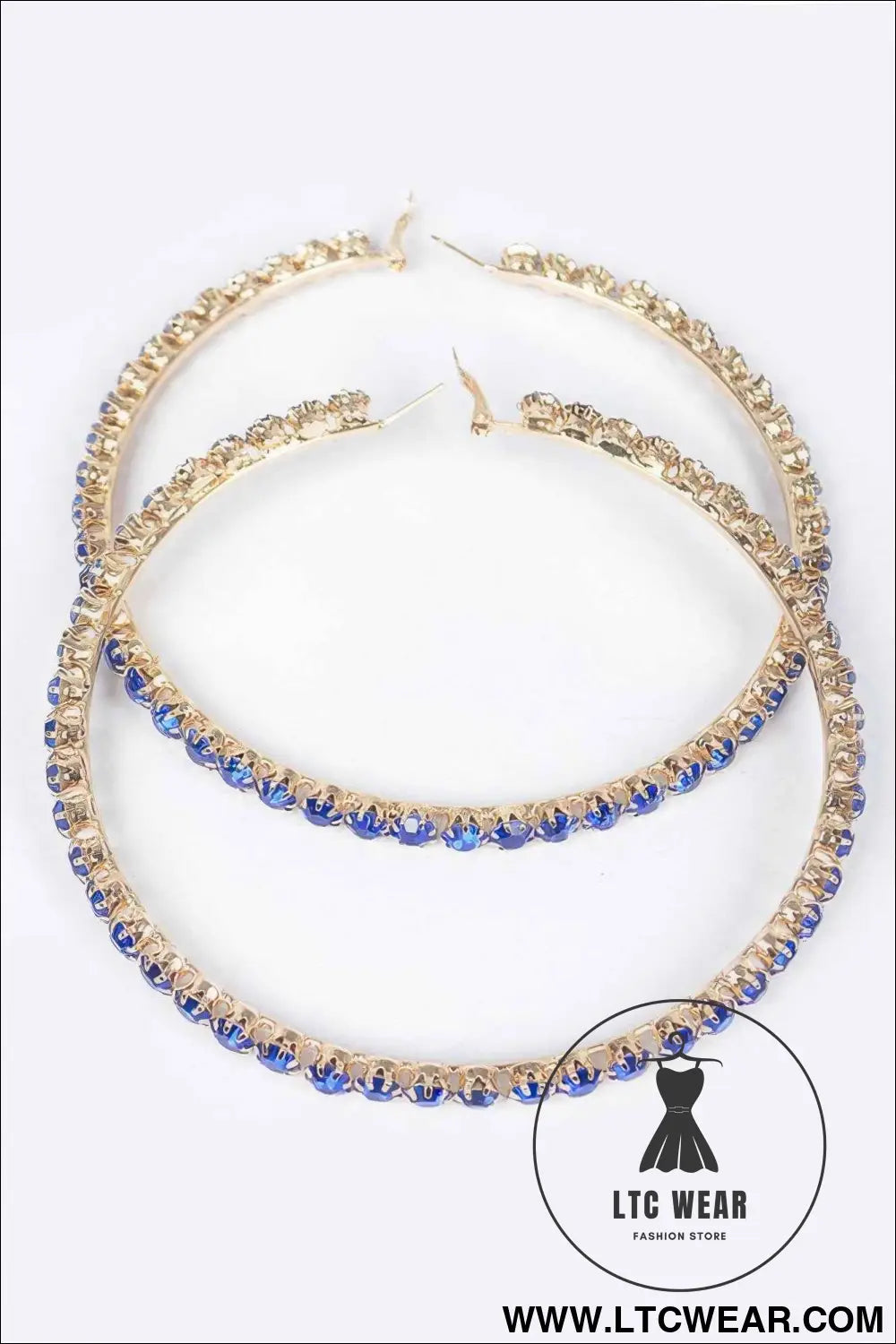 Upside Down Multi Rhinestone Hoop Earring