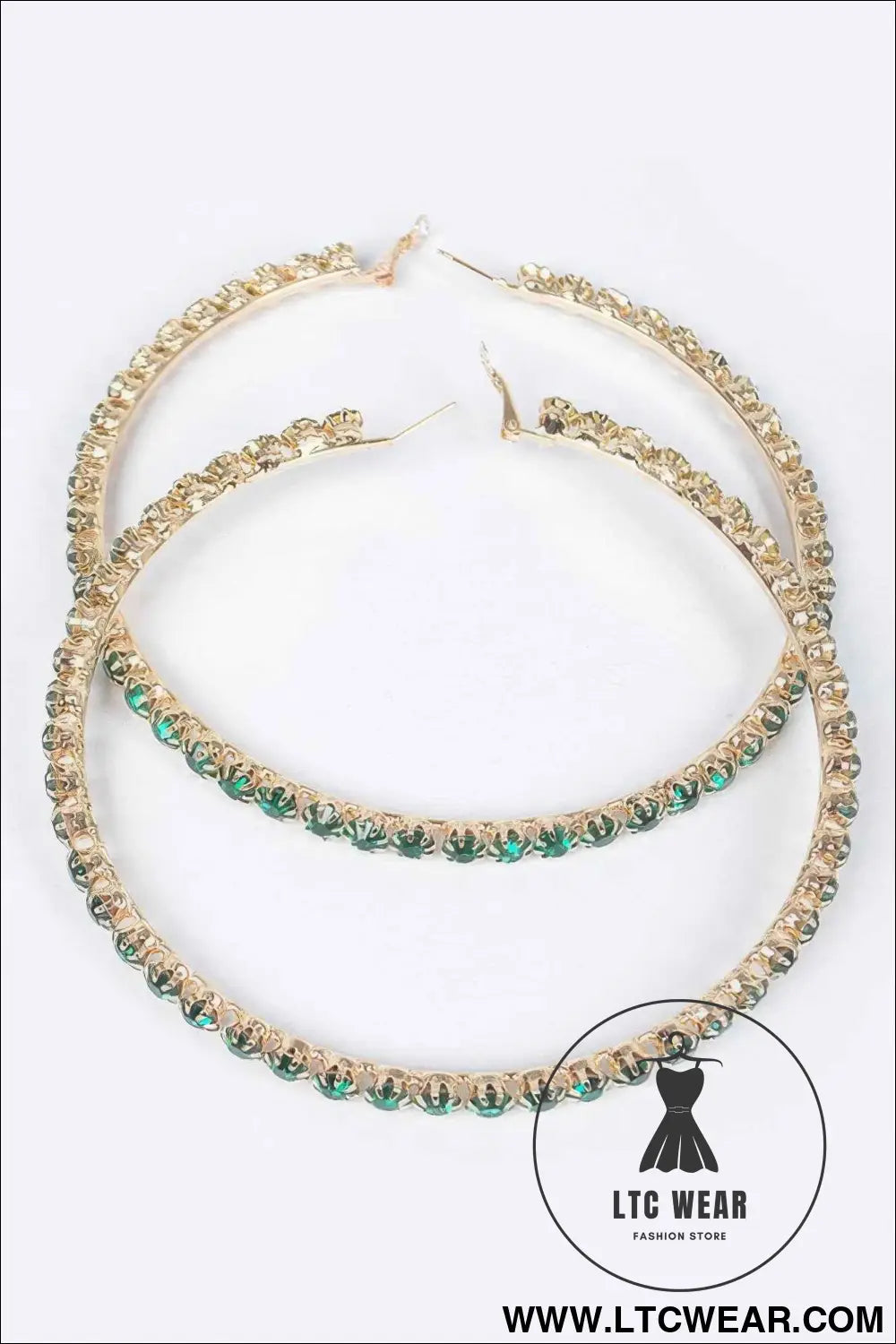 Upside Down Multi Rhinestone Hoop Earring