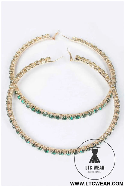 Upside Down Multi Rhinestone Hoop Earring
