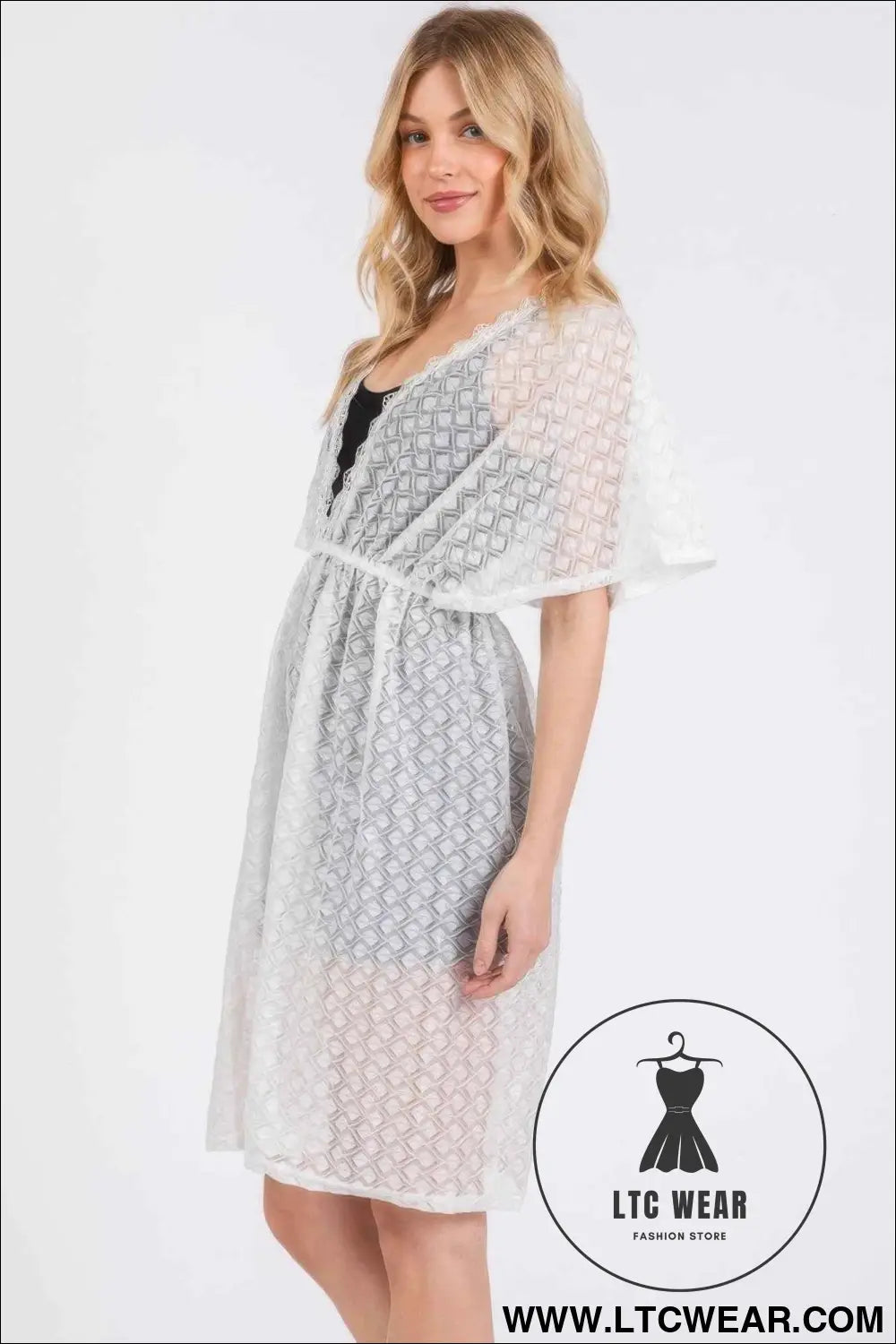 V-neck Detailed Crochet Lace Cover Up