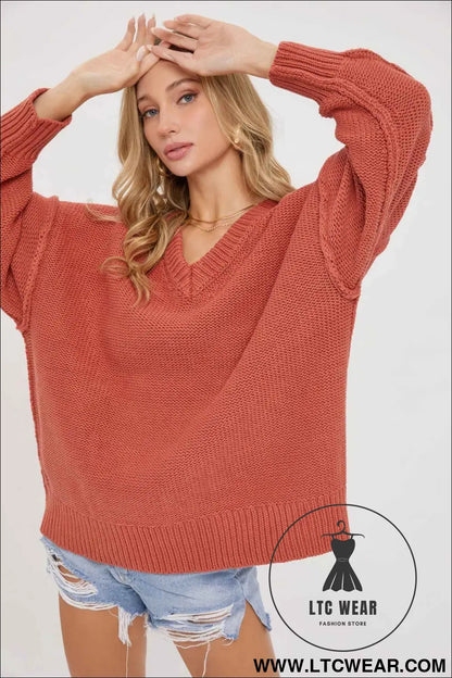 V Neck Oversized Sweater