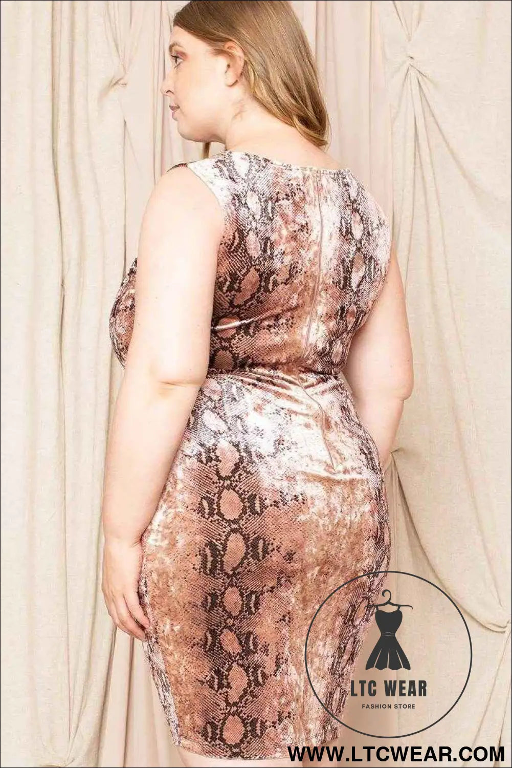 Velour Snake Print Plus Mini Dress