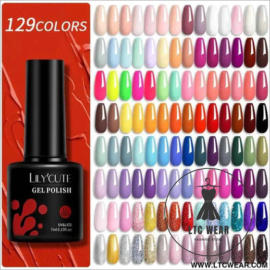 Vibrant LILYCUTE 129 Colors Gel Polish - 7ML Perfection