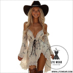 Vintage denim style printed mini dress for women summer casual fashion dress