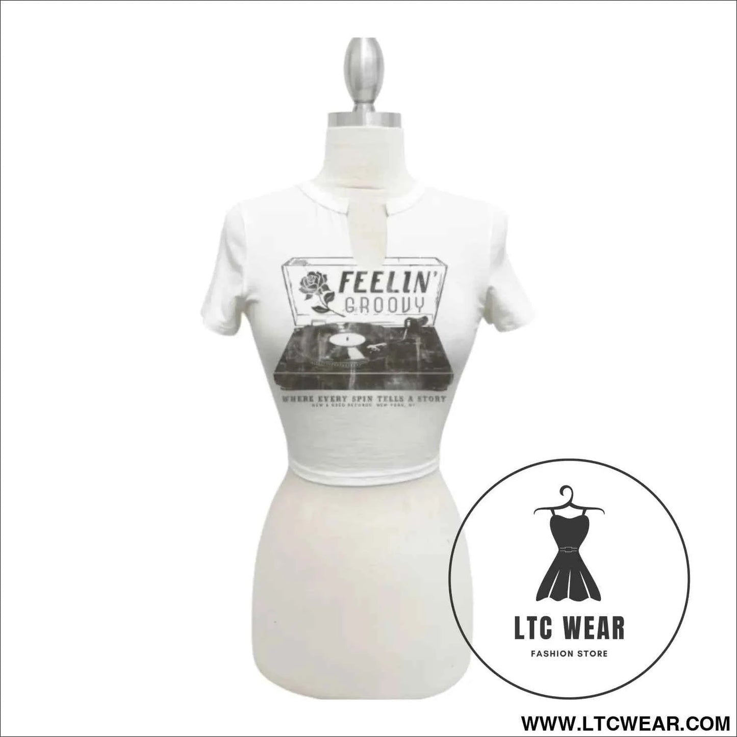 Vintage Groove Crop Tee for Effortless Style