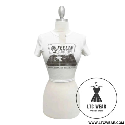 Vintage Groove Crop Tee for Effortless Style