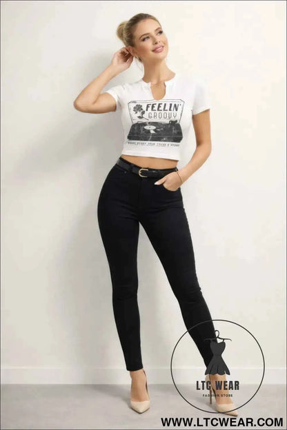 Vintage Groove Crop Tee for Effortless Style