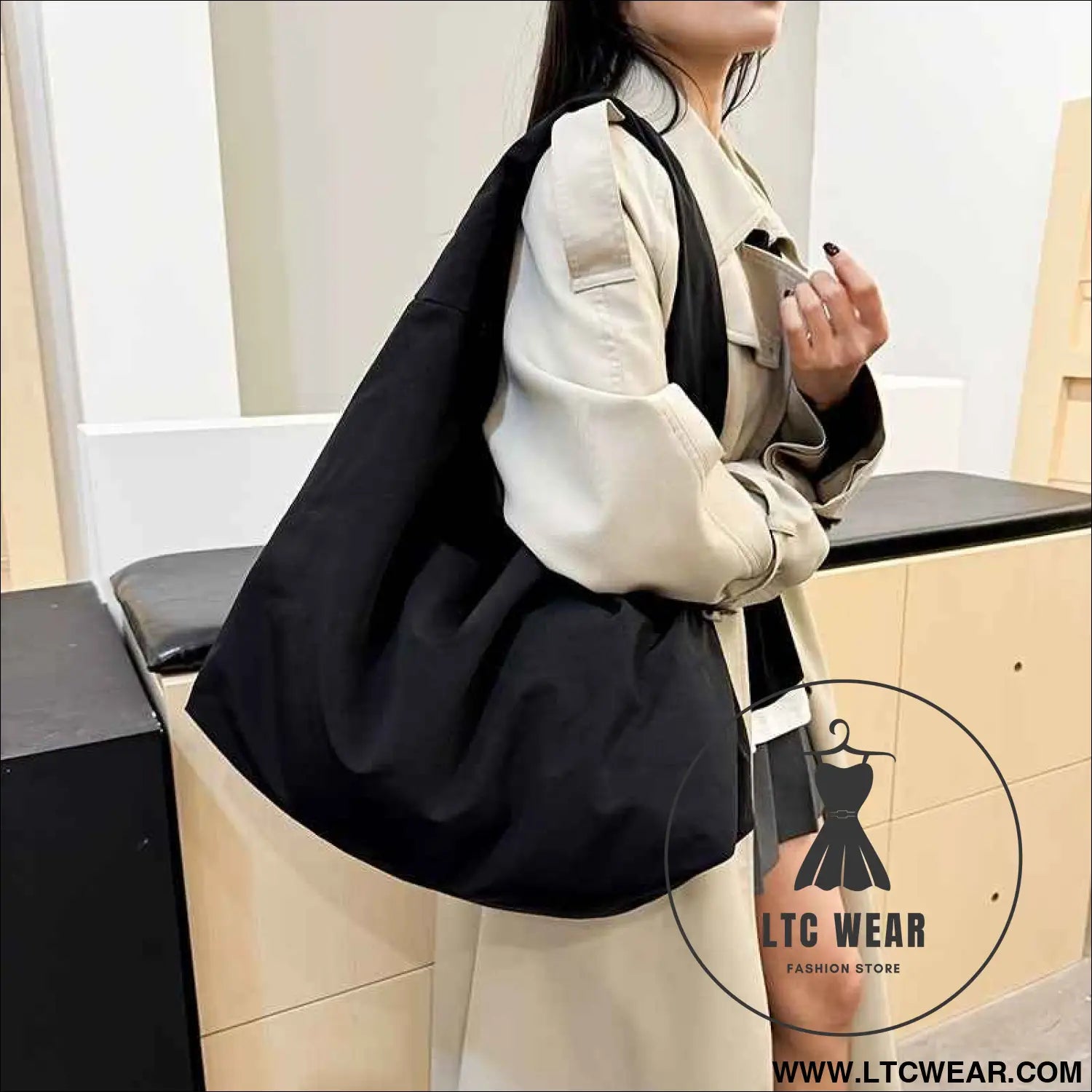 Vintage Hong Kong Nylon Tote Chic  Spacious Commuter Bag