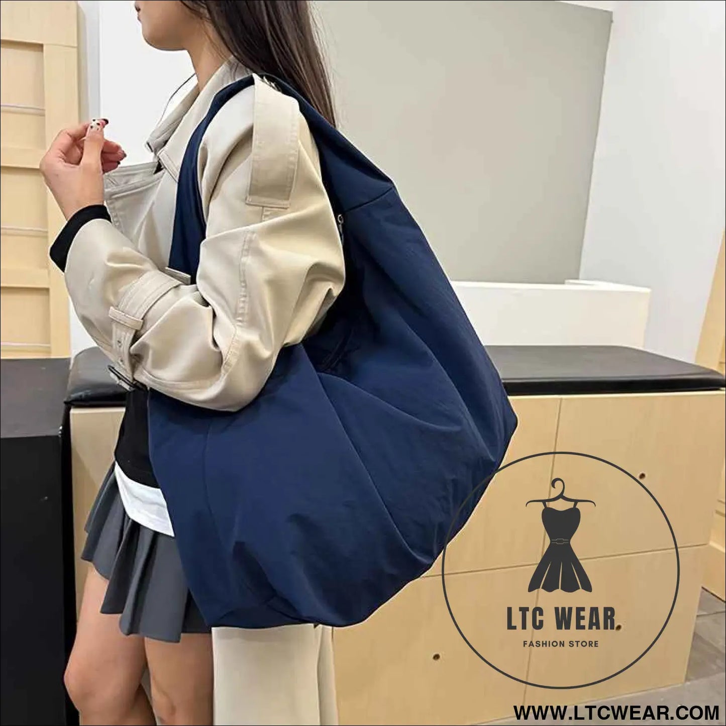 Vintage Hong Kong Nylon Tote Chic  Spacious Commuter Bag