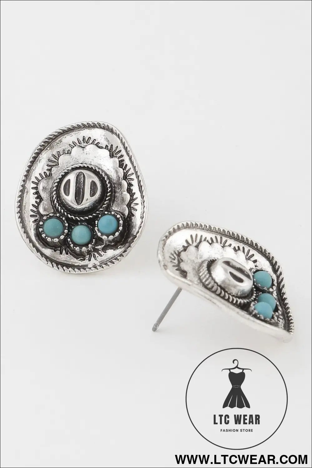 Vintage Stone Plate Earrings