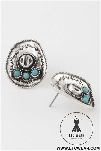 Vintage Stone Plate Earrings
