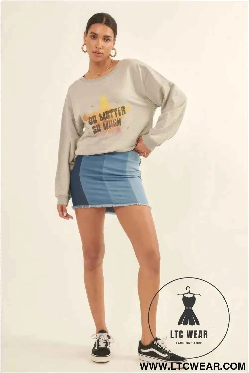 Vintage-style, Multicolor Star French Terry Knit Graphic Sweatshirt
