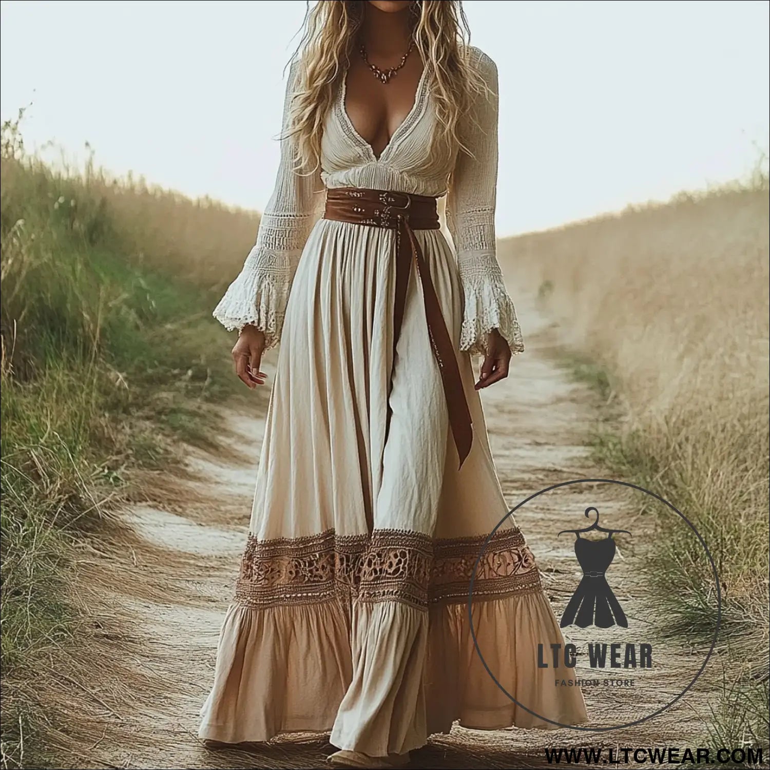 Vintage western bohemian print ethnic style women’s dress