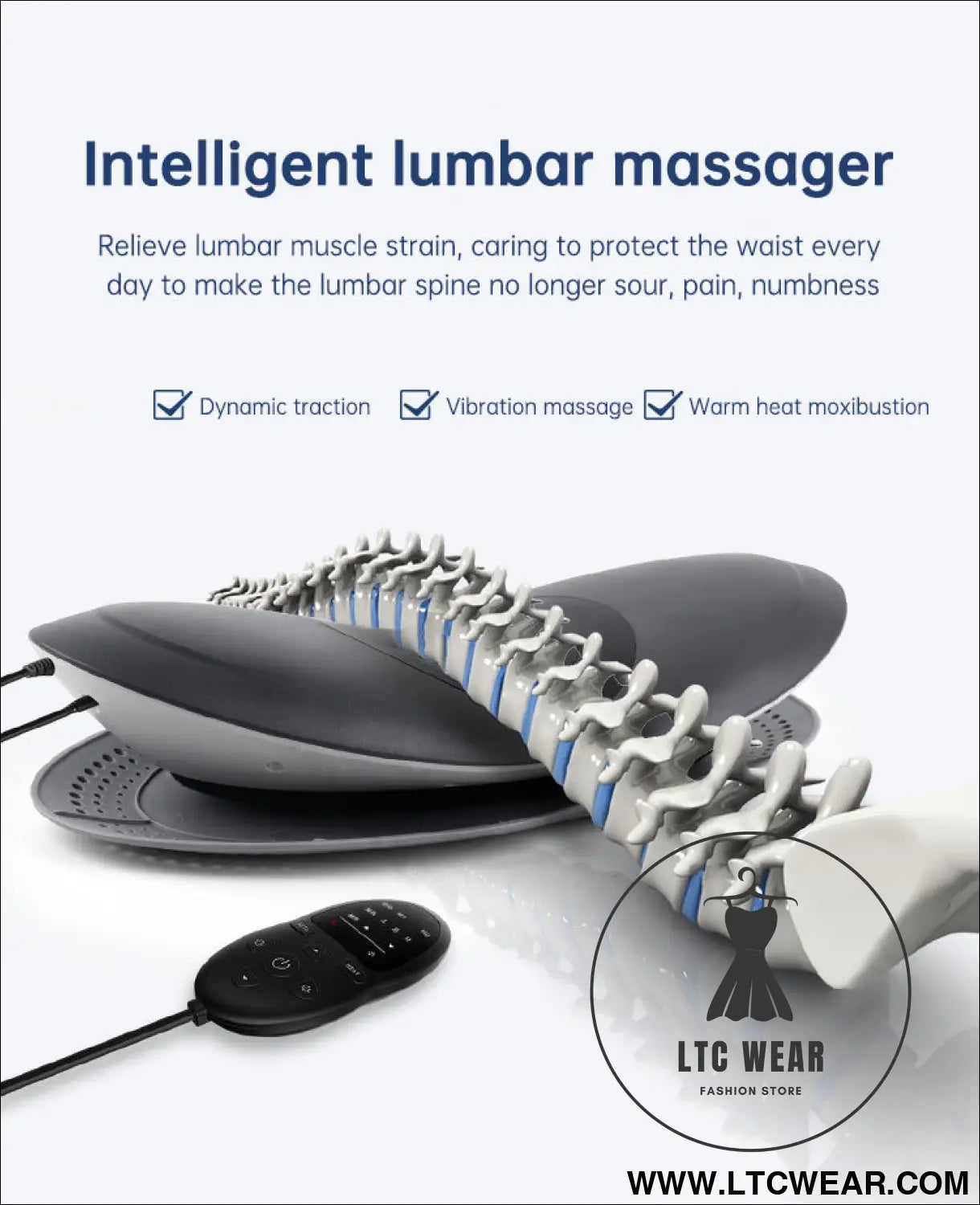 Waist massager lumbar traction inflatable hot compress back cervical stretcher massage air pressure reduce relief pain