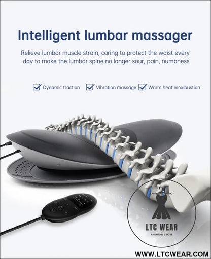 Waist massager lumbar traction inflatable hot compress back cervical stretcher massage air pressure reduce relief pain