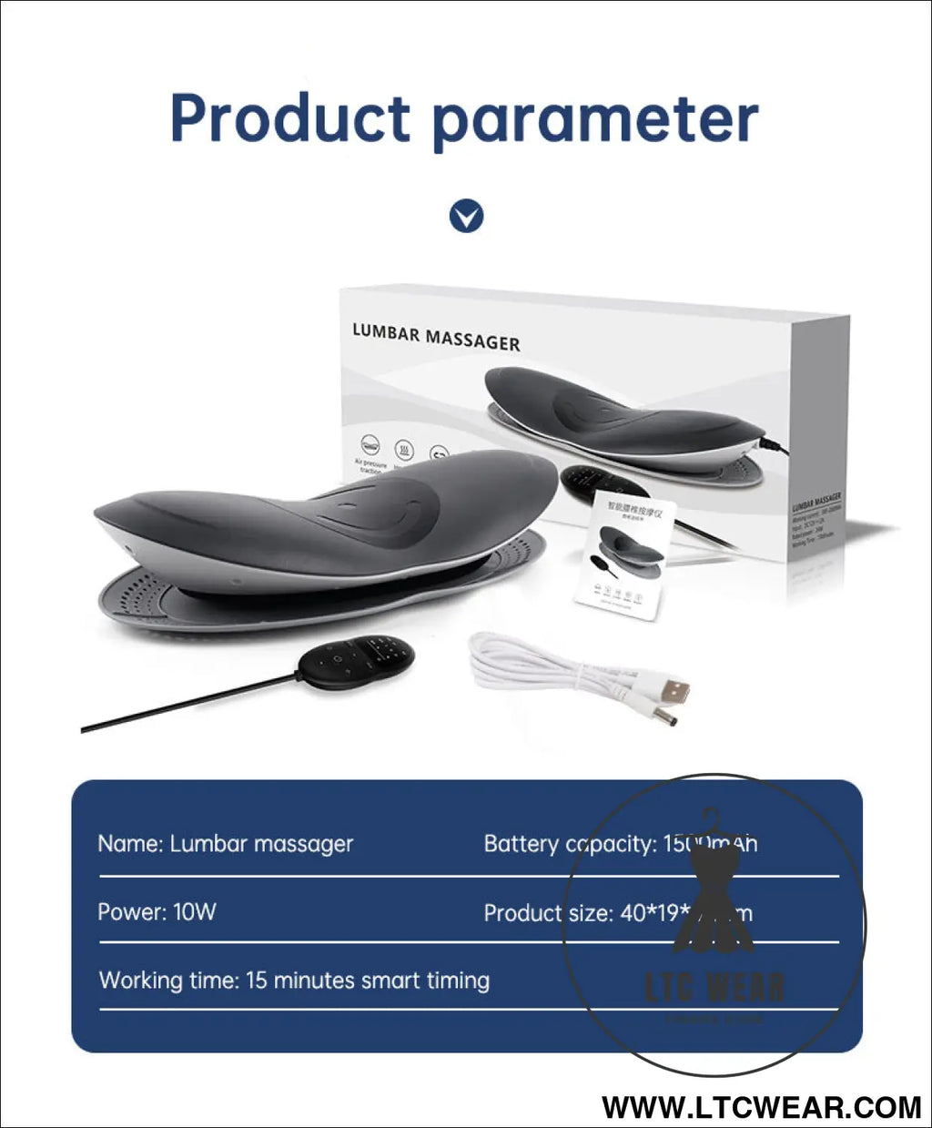 Waist massager lumbar traction inflatable hot compress back cervical stretcher massage air pressure reduce relief pain