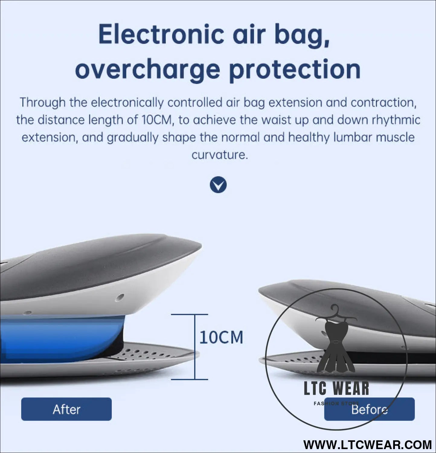 Waist massager lumbar traction inflatable hot compress back cervical stretcher massage air pressure reduce relief pain