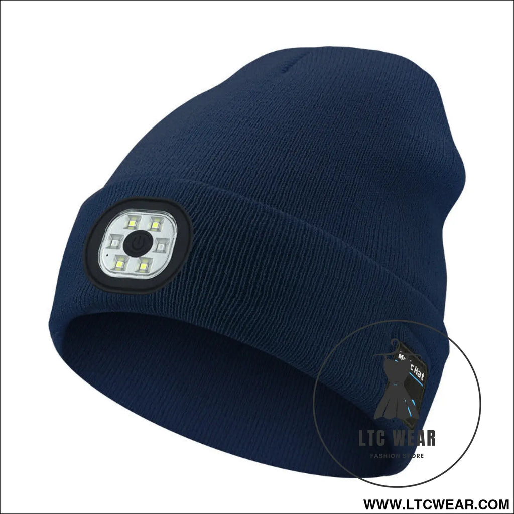 Warm led beanie with bluetooth 5.4 stereo usb rechargeable & 3-level adjustable light | music & heating winter hat