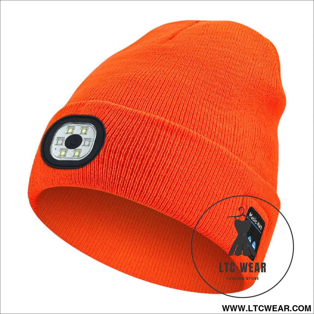 Warm led beanie with bluetooth 5.4 stereo usb rechargeable & 3-level adjustable light | music & heating winter hat