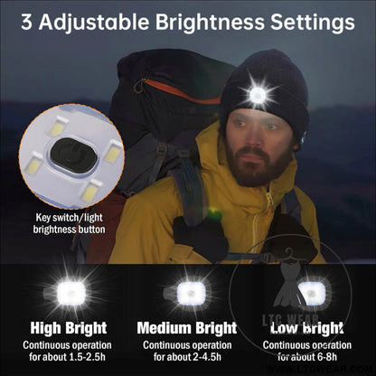 Warm led beanie with bluetooth 5.4 stereo usb rechargeable & 3-level adjustable light | music & heating winter hat