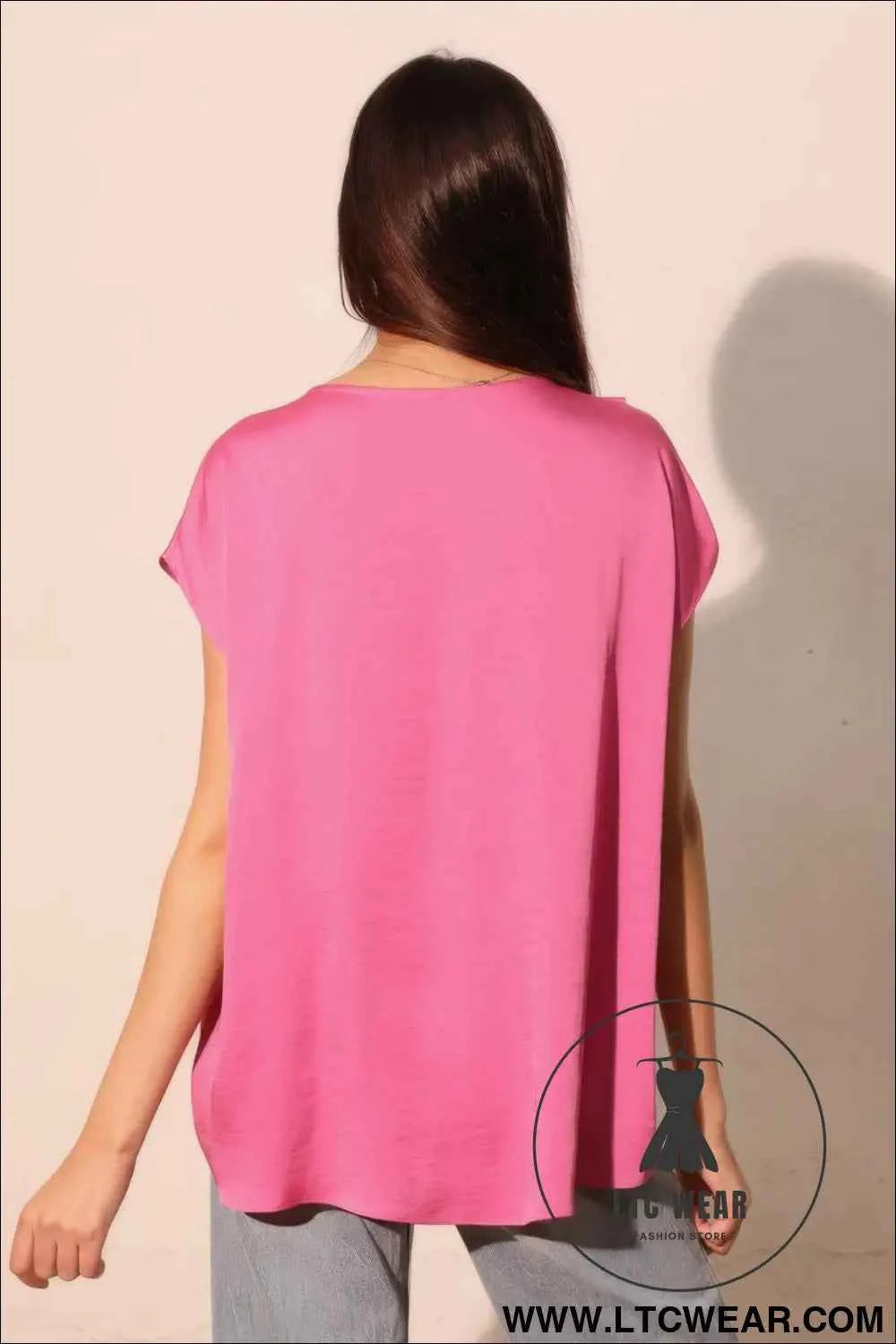 Washed Poly Silk Tulip Tunic Top