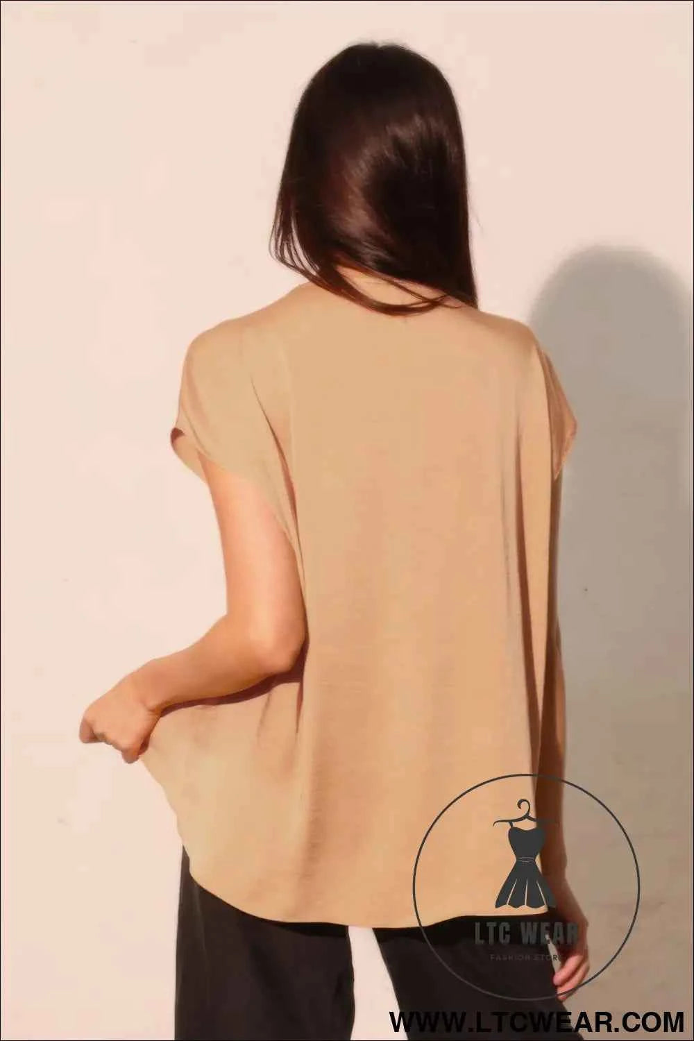 Washed Poly Silk Tulip Tunic Top