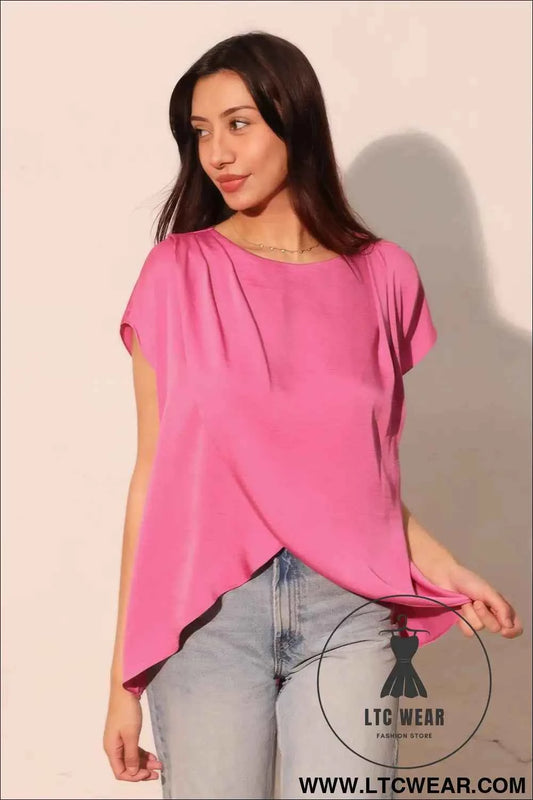 Washed Poly Silk Tulip Tunic Top
